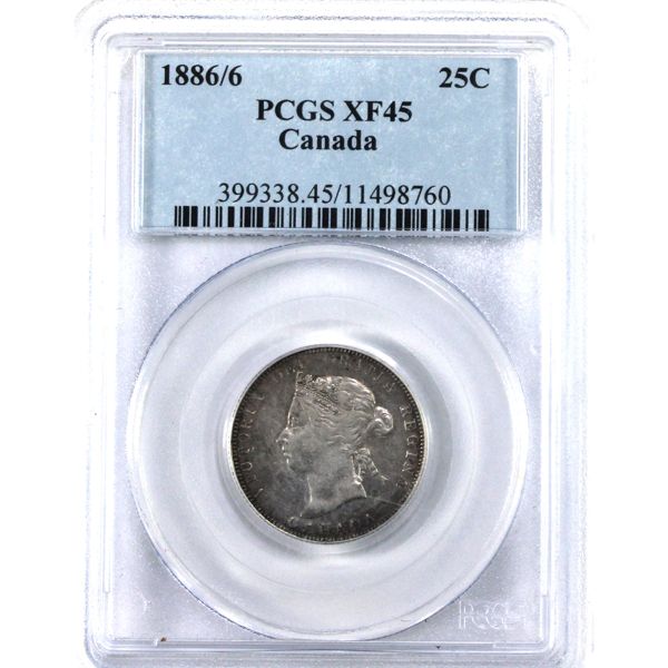 25-cent 1886 6/6 PCGS EF45