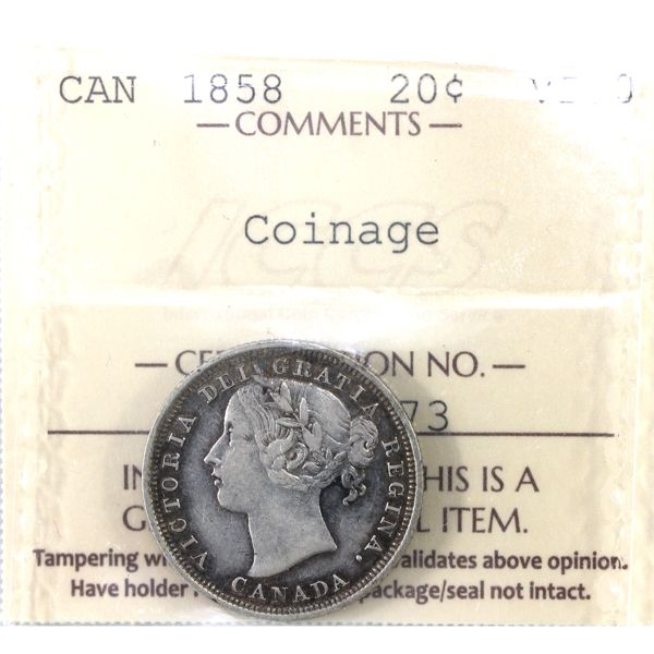 20-cent 1858 Coinage ICCS VF30