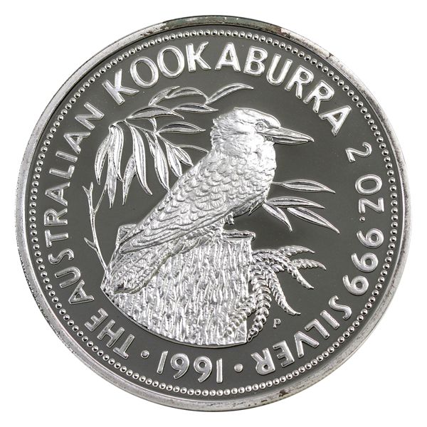 Australia Silver 1991 2oz. Kookaburra Fine Silver Proof in Original Display with COA