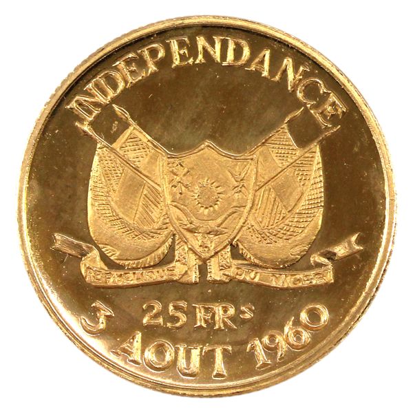 Niger Gold 1960 25 Francs Independence Proof. *Mintage of 1000* (0.2351oz. Pure)