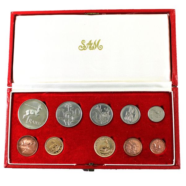 South Africa 1973 10-Piece Proof Set in Original Case (Includes 1 Rand & 2 Rand)