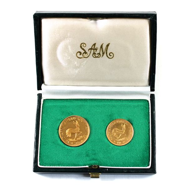 South Africa Gold 1980 2-Piece Proof Set in Original Case (set contains 0.353oz. Pure)