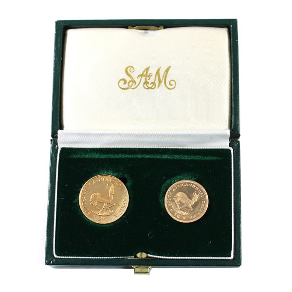 South Africa Gold 1981 2-Piece Proof Set in Original Case (set contains 0.353oz. Pure)