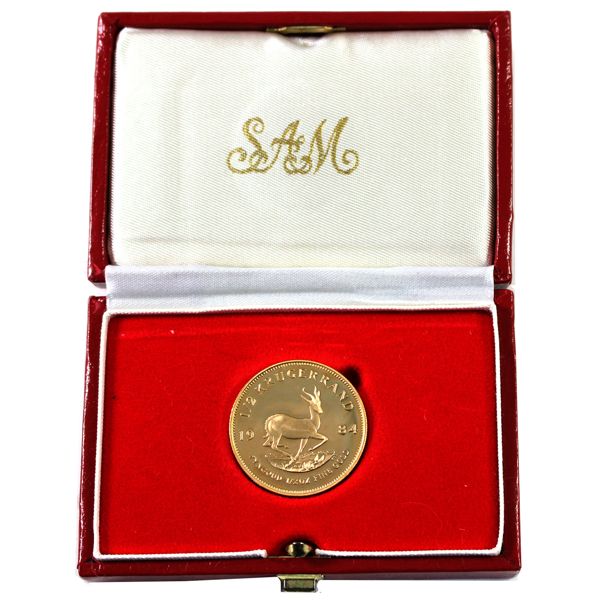 South Africa Gold 1984 1/2 Krugerrand Proof in Original Case (contains 0.5002oz. Pure)