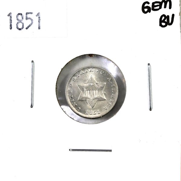 USA 1851 3-cent GEM BU (MS65)