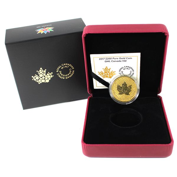 2017 Gold $200 1oz. Canada 150 Iconic Maple Leaf .99999 Gold. Mintage of 500 (Tax Exempt) 