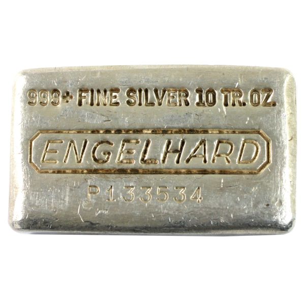 Ultra Rare! Engelhard 10oz Fine Silver Bar '10th Series, 'P' Prefix with waffle back (TAX Exempt)