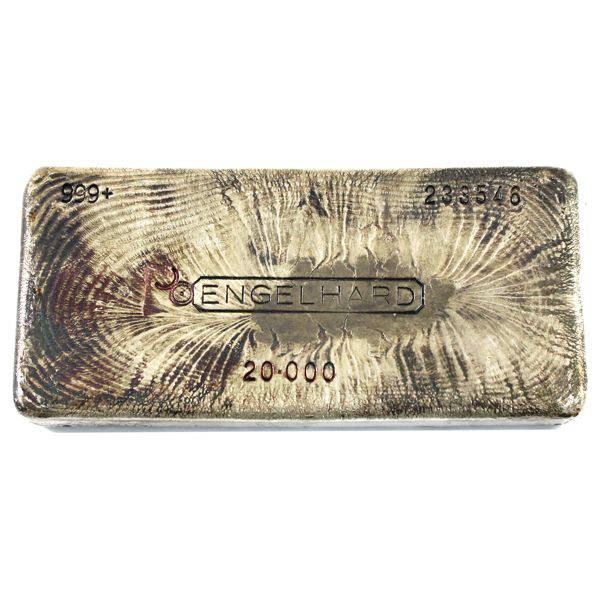 Engelhard 20oz Canadian Variation '7th Series' Fine Silver Bar (TAX Exempt). Serial #233546.
