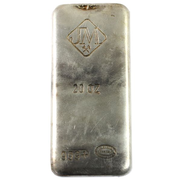 Johnson Matthey Canada 20oz Fine Silver Bar with 'Large Logo' (Tax Exempt)
