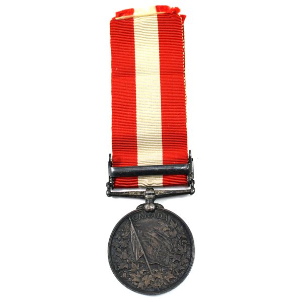 Canada c.1899 General Service Medal, CLASP: Fenian Raid 1866, NAMED: Cpl. J.McGibbon 18th Bn, 36mm