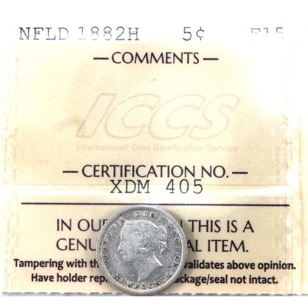 Newfoundland 5-cent 1882H ICCS F15