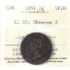 Image 1 : 1-cent 1891 LL SD, Obverse 2 ICCS VF20