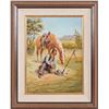 Cowboy At The Water Hole Oil Painting Ken Gunall