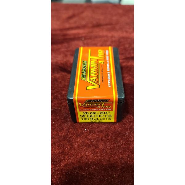 BARNES 20 CAL .204 32GR HP FB QTY 100