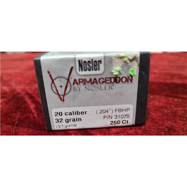 NOSLER ARMAGEDDON 20CAL 32GR .204 DIA FB HP QTY 250