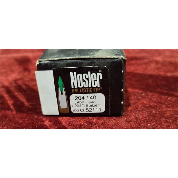 NOSLER BALLISTIC TIP 204CAL 40GR SPITZER BULLETS QTY 100