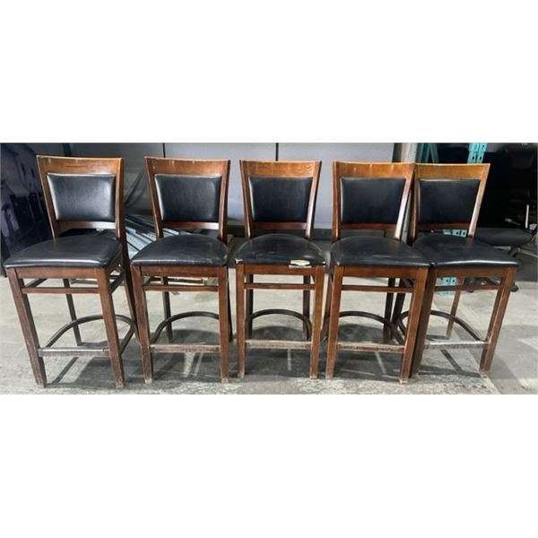 5 bar height wooden chairs with padded seats