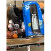 Image 2 : LARGE BOX OF ASSORTED WATER BOTTLES, SODA STREAM, LAUNDRY SOAP PODS, ROPE, BATH