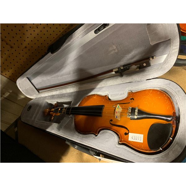 LARK DARK WOOD VIOLIN WITH BOW IN HARD TRANSPORT CASE ( MADE IN CHINA )