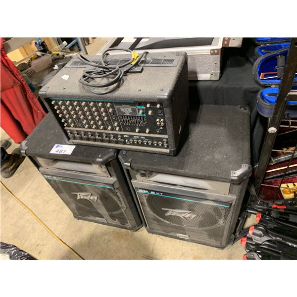 PEAVEY XRD 680 8-CHANNEL PA MIXER & PAIR OF SP-5XT BLACK LARGE