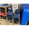 Image 2 : LARGE CHILDREN'S WORK TABLES, MOBILE WOODEN STORAGE SHELF, BLUE PLASTIC CHILDREN'S STACKING CHAIRS,