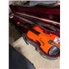 Image 2 : LARK M5011 DARK WOOD VIOLIN WITH BOW IN HARD CARRY CASE ( MADE IN CHINA, BRIDGE IS MISSING )