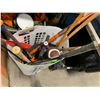 Image 2 : BASKET OF ASSORTED SPORTS ITEMS & BIN OF ELECTRICAL ITEMS