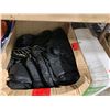 Image 2 : BOX OF ASSORTED VINTAGE LEATHER JACKETS & METAL MOBILE STAND *IN BOX*