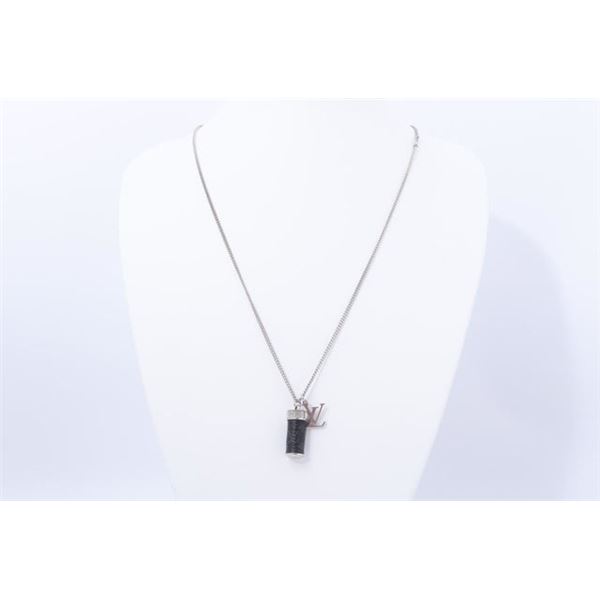 Louis Vuitton Silver-tone Black Monogram Eclipse Collier Necklace