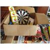 Image 1 : Box of Misc. Items (Extension Cord, Dart Board, Letter Holder)