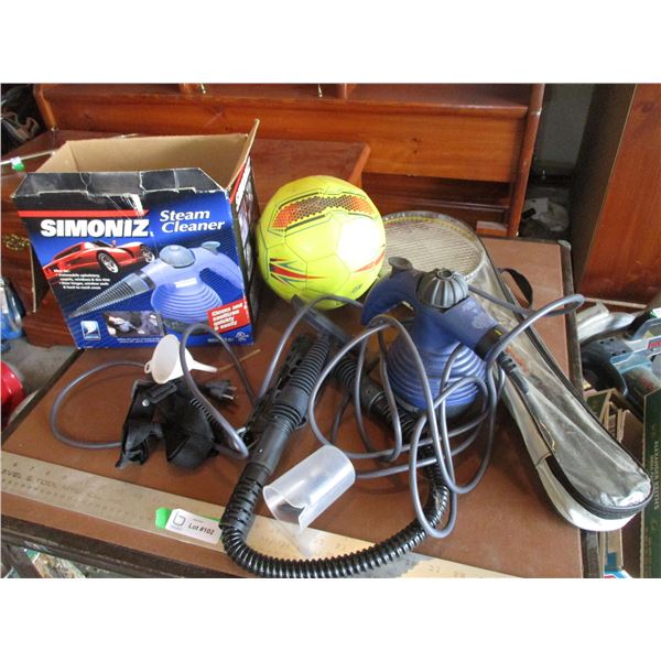 Simoniz Steam Cleaner, Soccer Ball, Brother Badminton Rackets