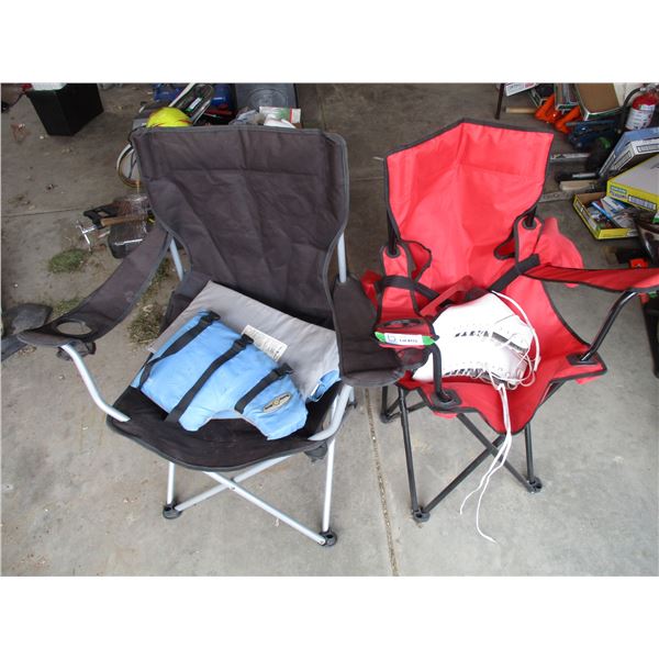 (2) Folding Lawn Chairs, Figure Skates, Life Jacket