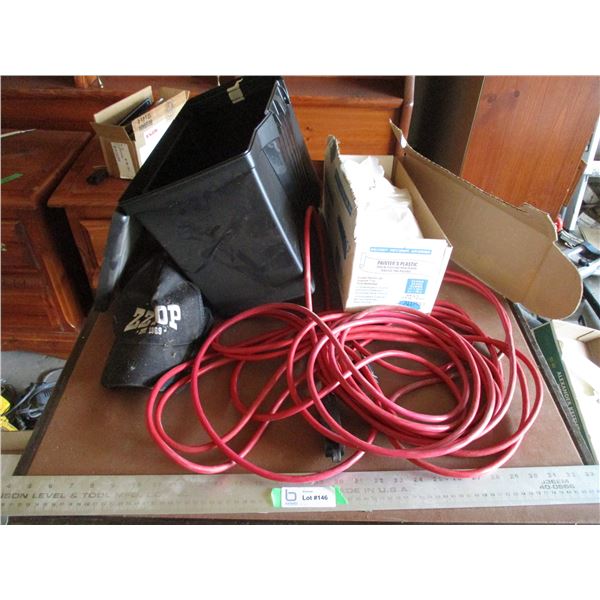 Plastic Storage Box, Extension Cord, Misc.