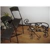 Image 1 : (2) Folding Metal Chairs, Decorative Candle Stand (27" Long)