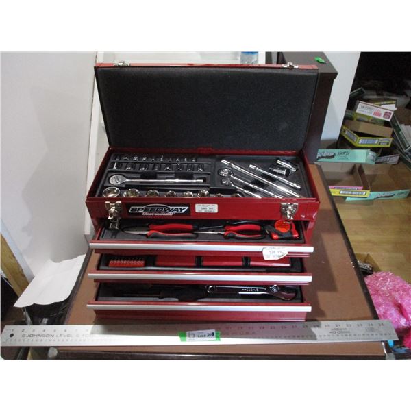 118 Piece Speedway Tool Box with Hand Tools (Complete and New)