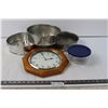 Image 1 : Clock, (3) Cake Pans, Pyrex Container