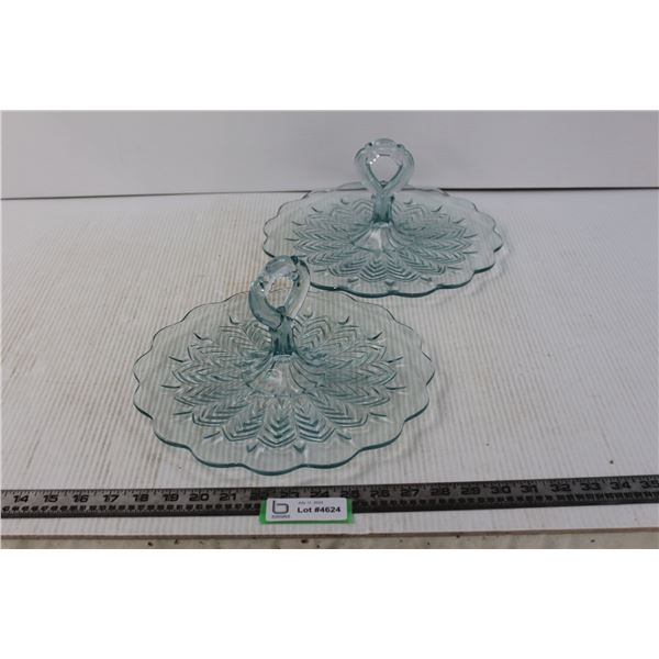 (2) Glass Serving Trays