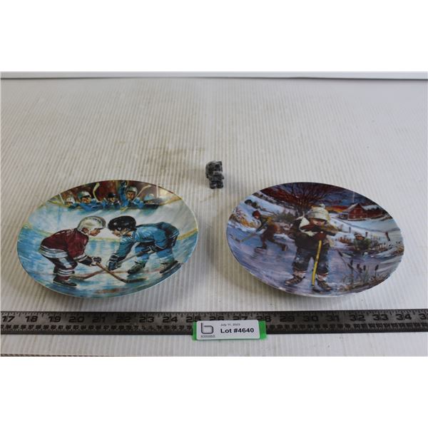 Children Playing Hockey Decorative Plates, Elephant Figurine