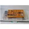 Image 1 : (2) Plastic Organizers - Bulbs Electrical - Glass Cutter - Misc. Items in Case
