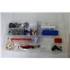 Image 4 : (2) Plastic Organizers - Bulbs Electrical - Glass Cutter - Misc. Items in Case