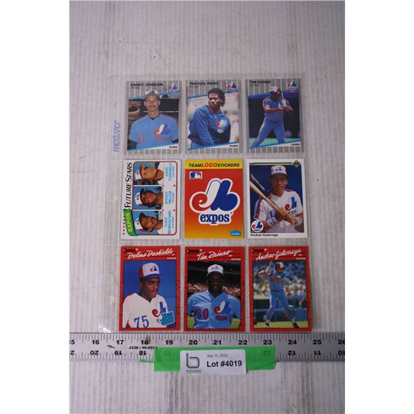 (9) Assorted Montreal Expos Rookies and Stars MBA Trading Cards