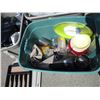 Image 3 : **(4) Totes with Plastic Cups, Bowls, Misc. Kitchen-Related Items