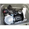 Image 2 : **Tote of Kitchen Related Items, Toaster, Pans, Skillet