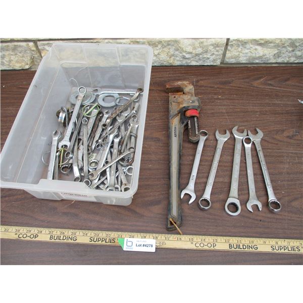 Mixed Lot of Wrenches, Pipe Wrench