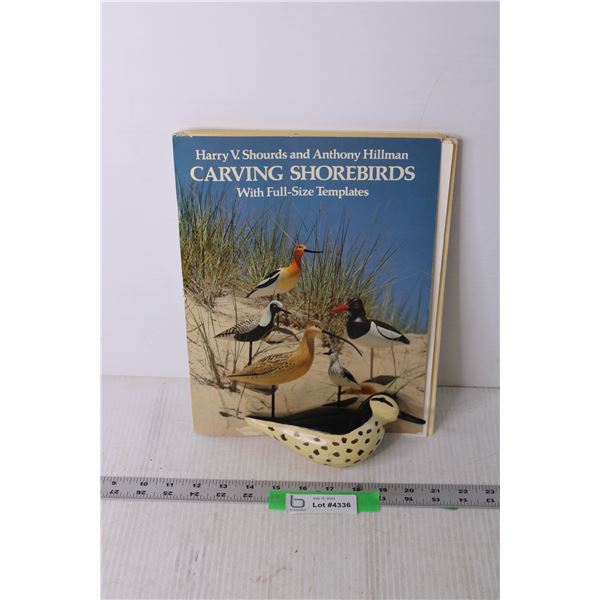 Wooden Bird Figurine and Bird Book