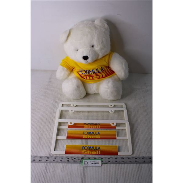 Formula Shell Teddy Bear and License Plate Frames