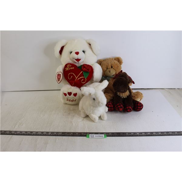 (2) Teddy Bears, Stuffed Arctic Hare Rabbit, Stuffed Moose