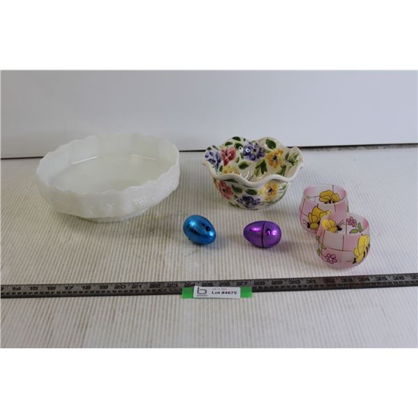 Plastic Easter Eggs, Flower Glasses, Detailed Bowls