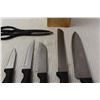 Image 2 : Set of (5) Knives, Scissors, Wooden Base