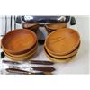 Image 2 : Vintage Toaster - (6) Wooden Bowls - Assorted Knives - Misc. Rack?